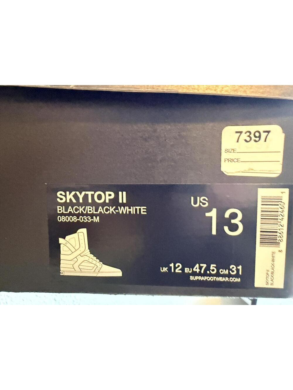 Supra Skytop II US13/UK12 08008-033-M Black/Black/White NIB - Picture 7 of 8